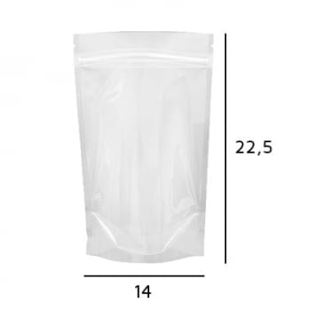 Stand up Pouch Transparente com Zip  14 x 22,5 x 3,5